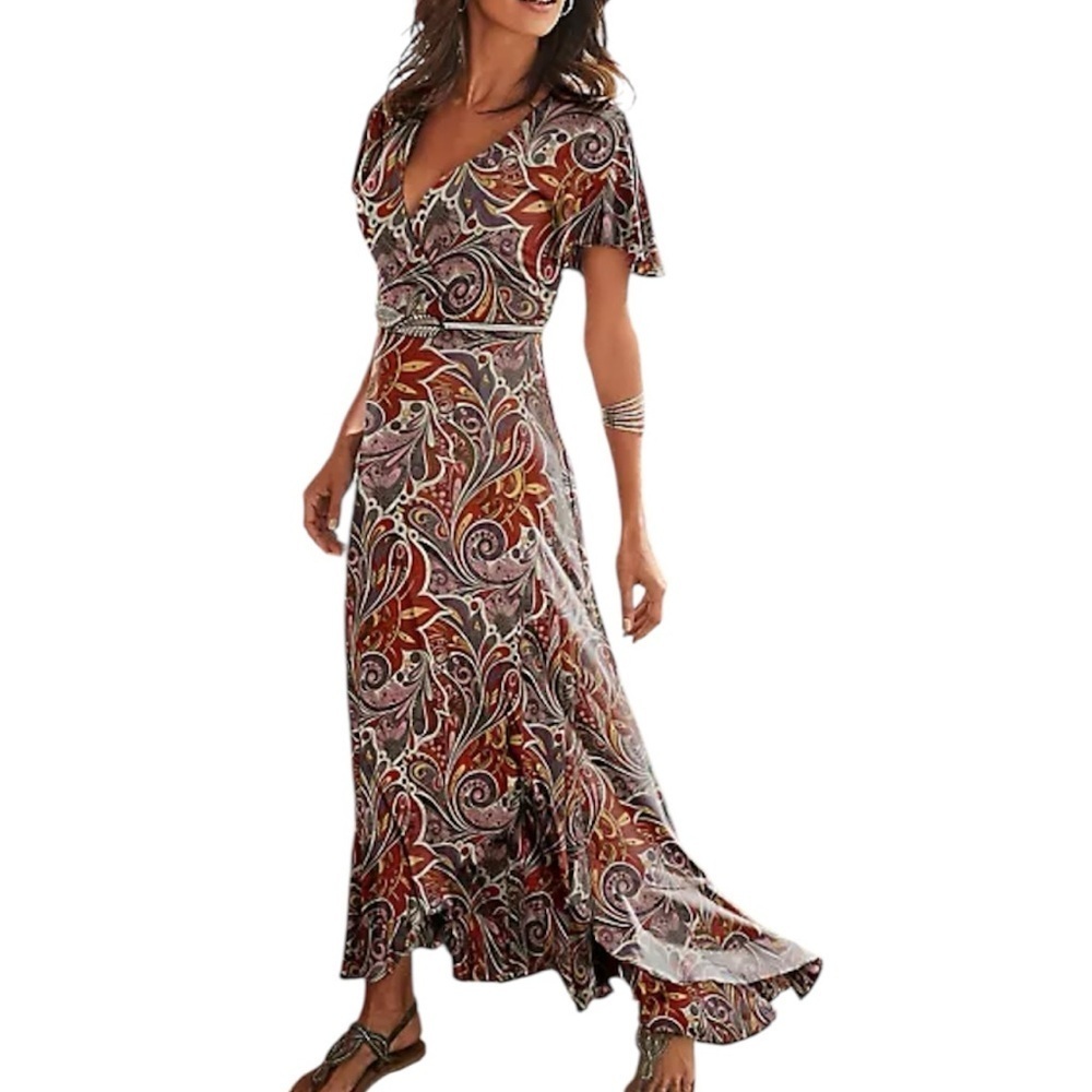 Lascana Mock Wrap Print Maxi Dress